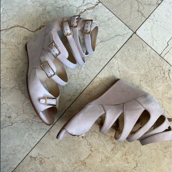 Chloe Suede Multi Straps Open Toe Wedge Sandal - Picture 6 of 16